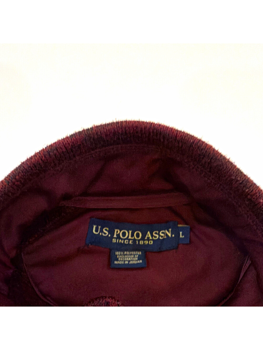 U.S. Polo Assn. Men's Burgundy Full Zip Jacket Pockets Stand-Up Collar L